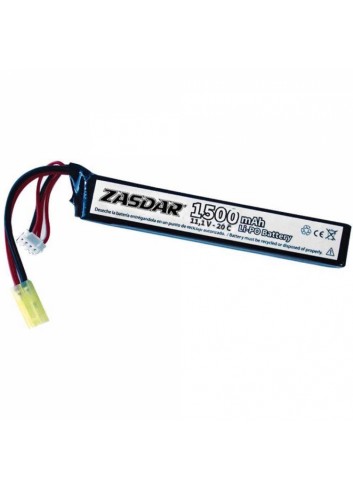 Batería Li-Po ZASDAR 11,1 V 1500 mAh 20C - 1 stick (7 x 21 x 126 mm)