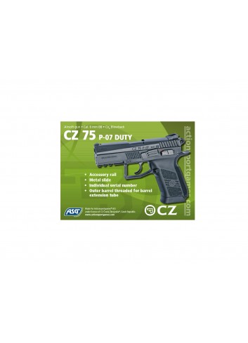 Pistola CZ75 P-07 Duty Negra blowback corredera metálica - 6 mm Co2
