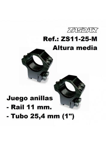 Monturas Zasdar Altura Media  Ø25 mm / raíl 9 - 11 mm