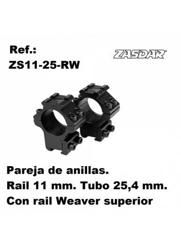 Monturas Zasdar Altura Media con raíl superior Weaver   Ø25 mm / raíl 9 - 11 mm