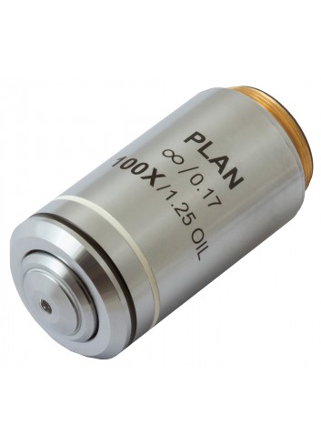 Objetivo plano acromático Levenhuk MED 100x corregido al infinito