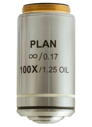 Objetivo plano acromático Levenhuk MED 100x corregido al infinito