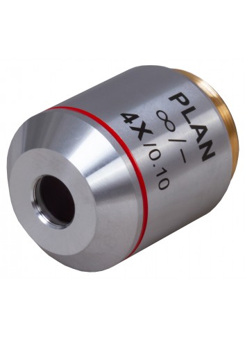 Objetivo plano acromático Levenhuk MED 4x corregido al infinito