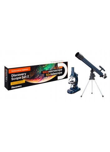 Kit Discovery Scope 2 con libro, telescopio y microscopio