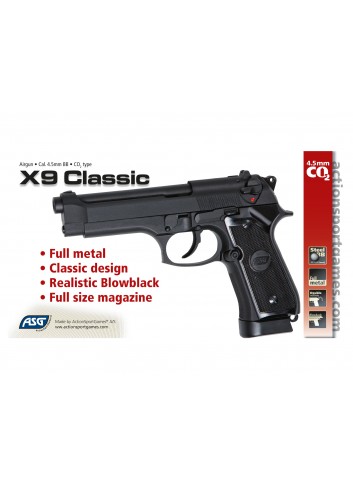 Pistola X9 CLASSIC Blowback - 4,5 mm Co2 Bbs Acero