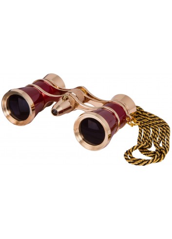 Prismáticos para ópera Levenhuk Broadway 325F (rojos, con luz LED y cadena)