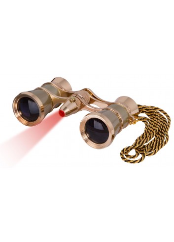 Prismáticos para ópera Levenhuk Broadway 325F (dorados, con luz LED y cadena)