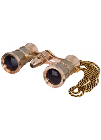 Prismáticos para ópera Levenhuk Broadway 325F (dorados, con luz LED y cadena)