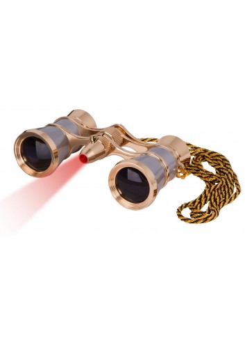 Prismáticos para ópera Levenhuk Broadway 325F (plateados, con luz LED y cadena)